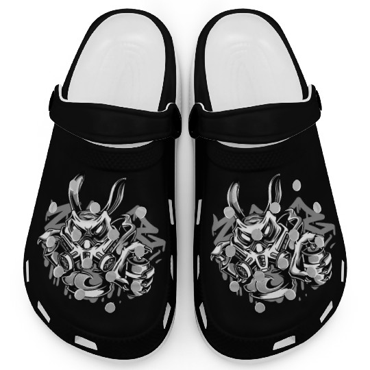 Street Art Rabbit Anarchy Clogs