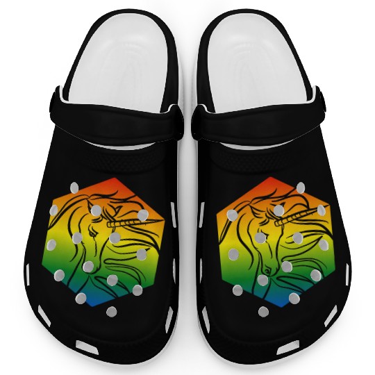Rainbow Unicorn Silhouette | TTRPG Pride Clogs
