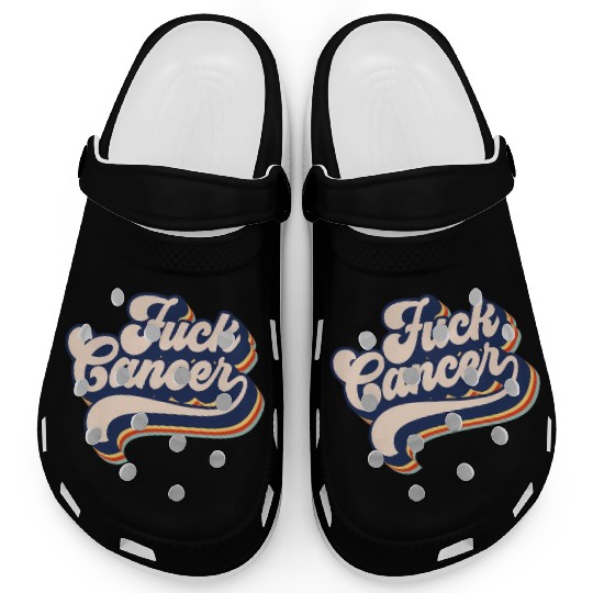 Fuck Cancer Cancer Survivor Retro Fuck Cancer Clogs