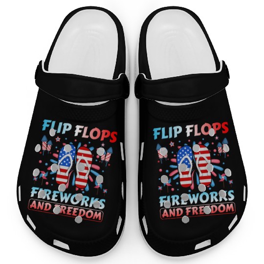 Flip Flops Fireworks and freedom Clogs