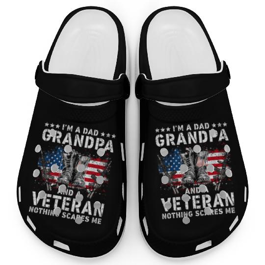 I Am A Dad A Pawpaw And A Veteran T Fathers Day Clogs