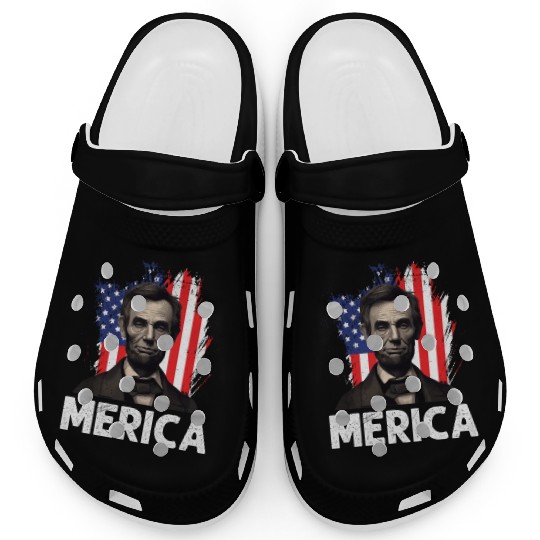 Merica Lincoln President Independence Day Party Clogs