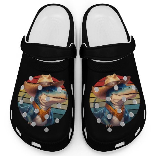 Cowboy Saurus Dinosaur T-Rex Western Lover Clogs
