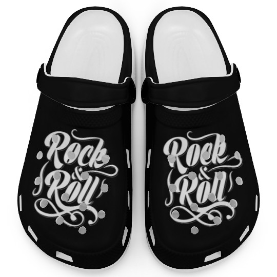 Rock and roll text vintage typography Clogs