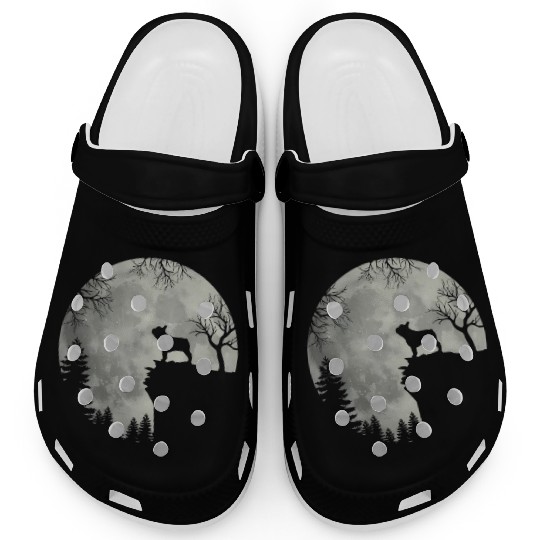 French Bulldog Dog And Moon Halloween Clogs