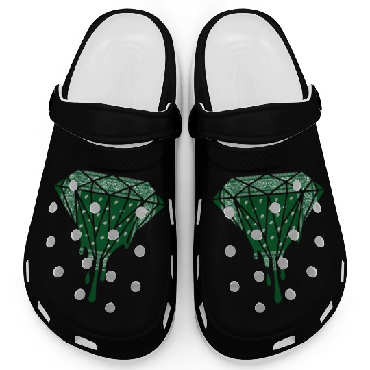 Green Bandana Diamond Emerald Dripg Hip Hop Street Clogs