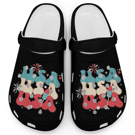 USA And Fireworks, Independence Day Clogs