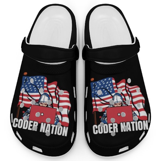 Programmer Coder Us Flag Programming Coding Clogs