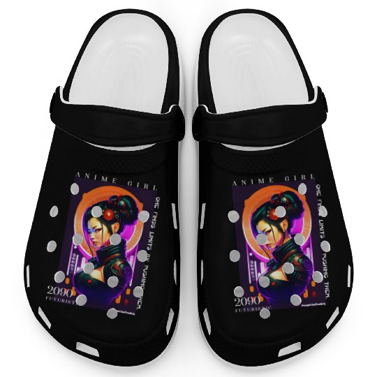 Futuristic Cyberpunk Anime Girl Clogs