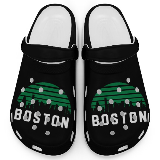 Boston Massachusetts Cityscape Green Clogs