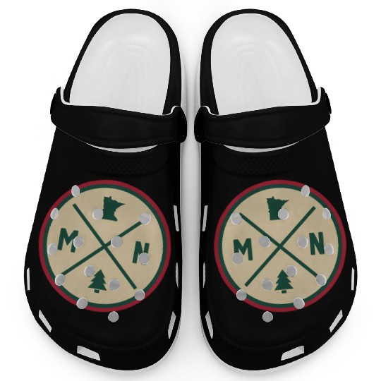 Minnesota Mn Circle Patch Red And Green Clogs