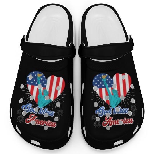 God Bless America Independence Day 4th July USA Clogs