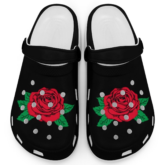 Red Rose Flower Aesthetic Soft Grunge Punk E Clogs