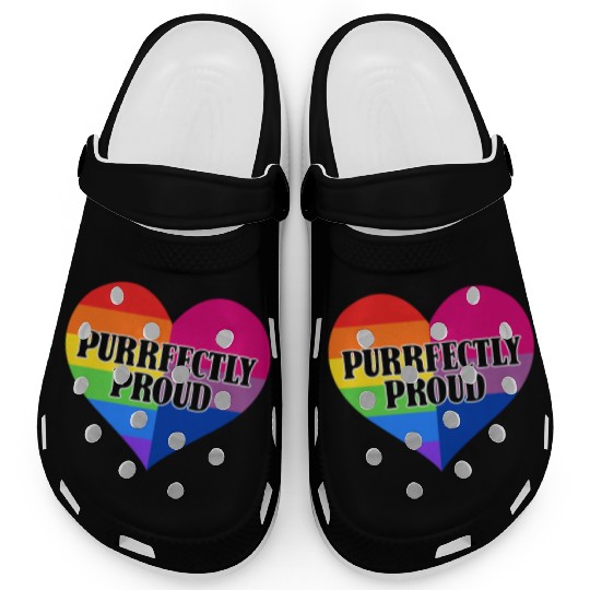 Purrfectly Proud Rainbow Bisexual Flag Heart Clogs