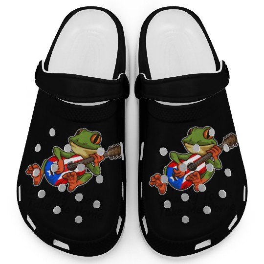Frog With Guitar Country Toads Take Me Home Clogs