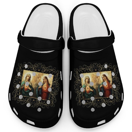 Sacred Heart and Immaculate Heart Picture Jesus an Clogs