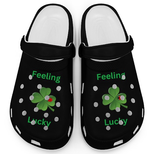 Feeling Lucky with a 4 leaf clover and a ladybug Clogs