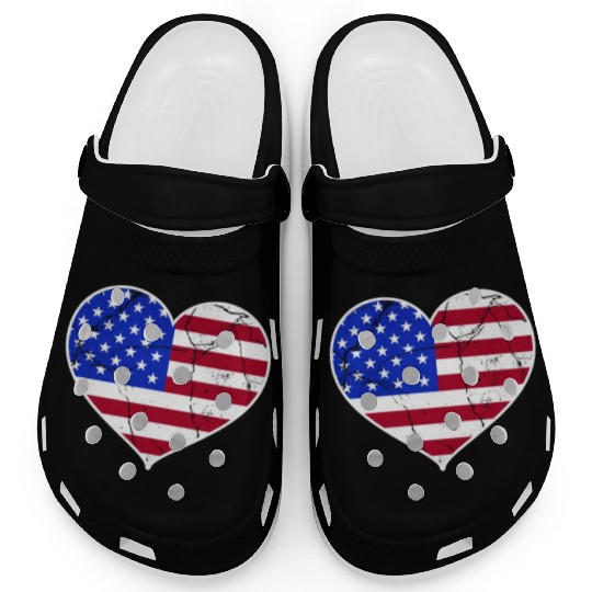 Love America Flag Independence Day USA Patriots Clogs