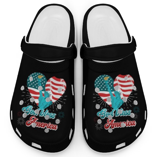God Bless America Independence Day 4th July USA Clogs