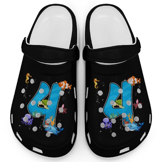 4th birthday Aquarium Fish lover 4 Year Old Sea Clogs