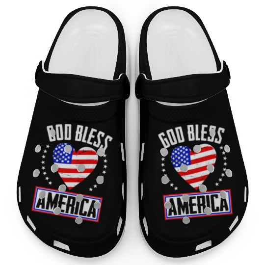 God Bless America Independence Day USA Patriot Clogs
