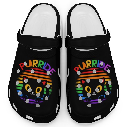Purride Ally Cat Rainbow LGBT Pride Month Feline Clogs