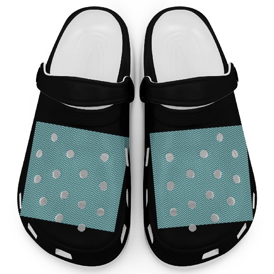 Retro Teal Chevron Pattern Clogs