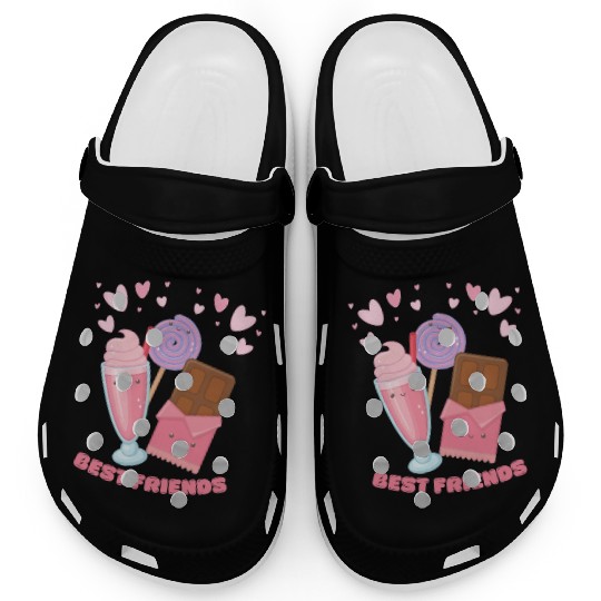 Cute Best Friends Lollipop Ice cream And Chocolate Clogs