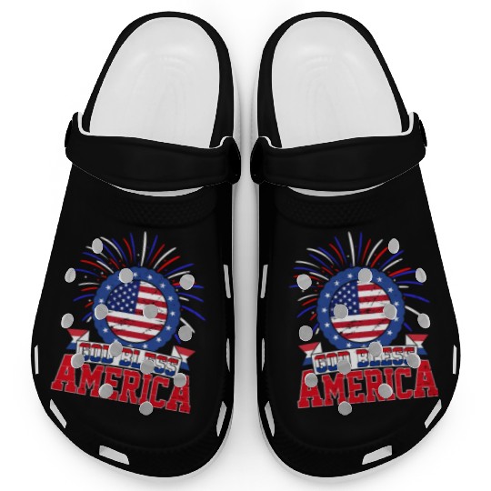 God Bless America Independence Day USA Patriot Clogs