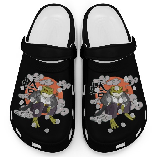 Japanese frog in Yakuza gangster costume Clogs