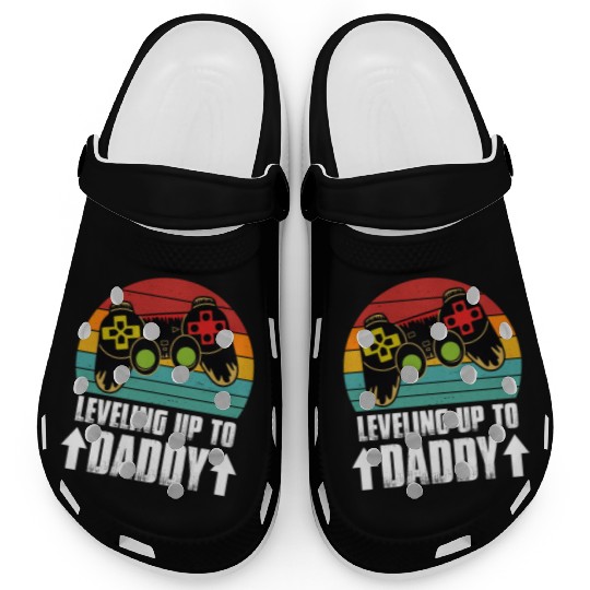 Leveling up to Daddy Funny Gift Father's Day Clogs