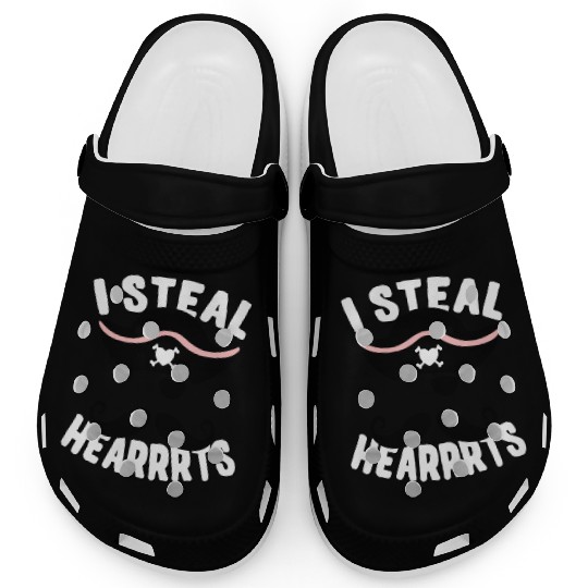 I Steal Hearrrts Valentines Pirate stars Clogs