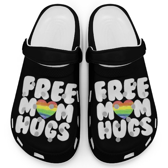 Free Mom Hugs LGBTQ Plus Rainbow Heart Free Hugs Clogs