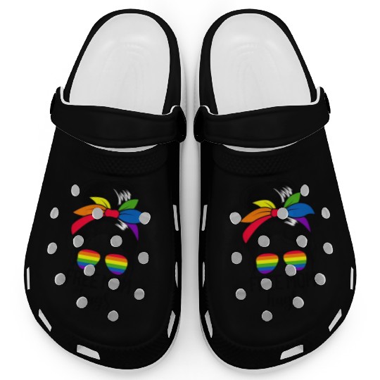 Free Mom Hugs Womens Messy Bun LGBTQ Free Mom Hugs Clogs