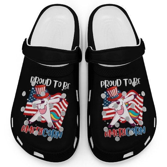 Americorn Unicorn America Party Independence Day Clogs