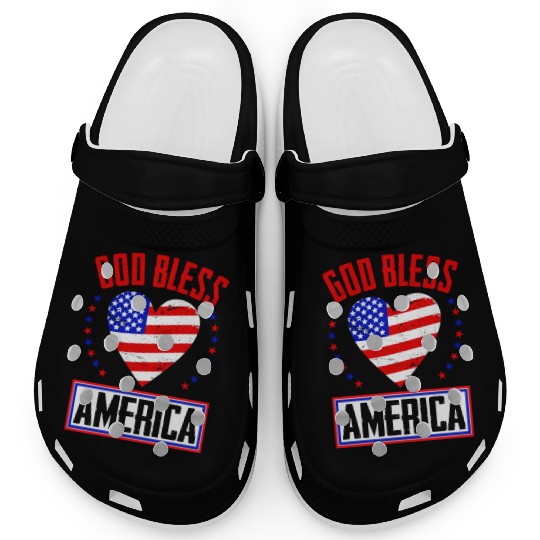 God Bless America Independence Day USA Patriot Clogs