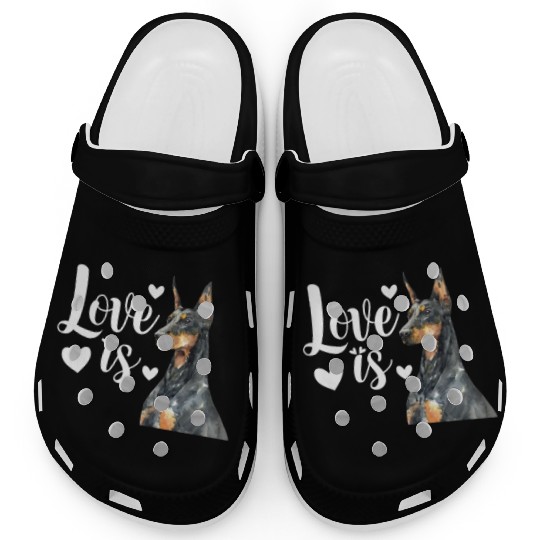 Love Is Doberman Pinscher Clogs