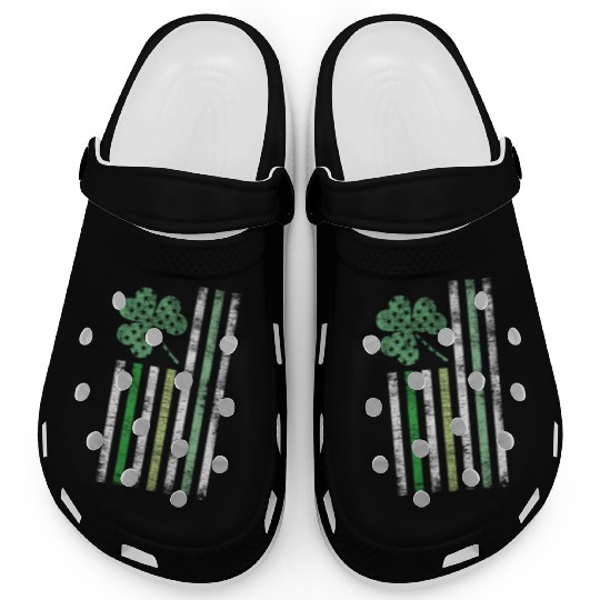 Irish American Flag Design Cool Distressed Style Clogs