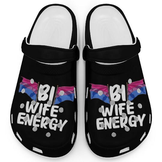Bi Wife Energy LGBTQ Bisexual Pride Flag Clogs