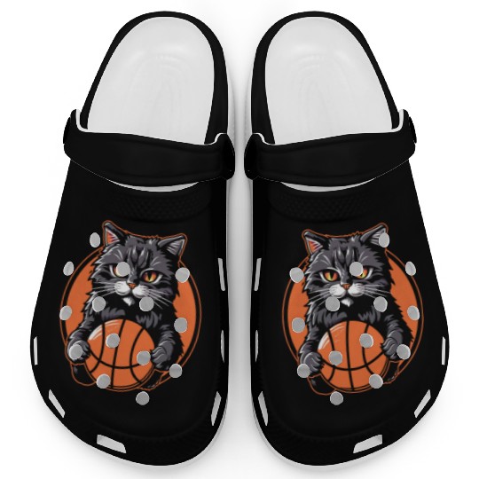 Basketball Cat Basketball Player I Love Basketball Clogs