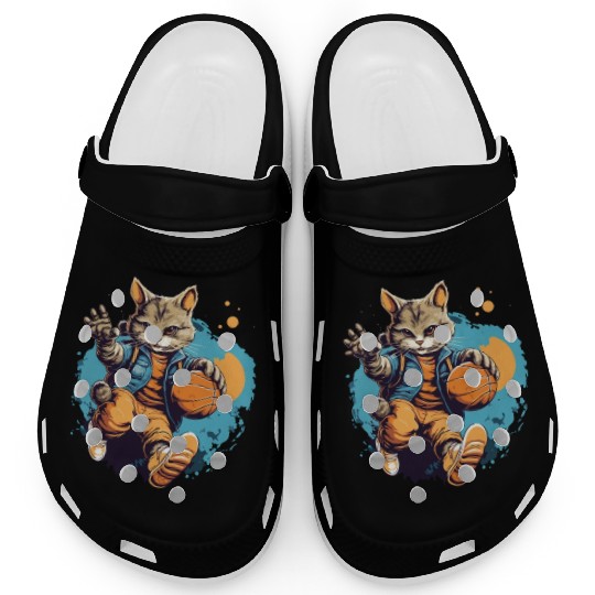 Basketball Cat Basketball Player I Love Basketball Clogs