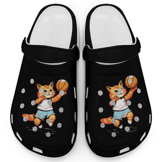 Basketball Cat Basketball Player I Love Basketball Clogs