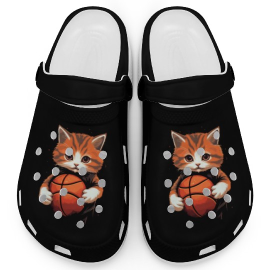 Basketball Cat Basketball Player I Love Basketball Clogs