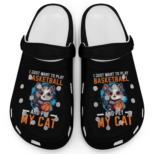 Basketball Cat Basketball Player I Love Basketball Clogs