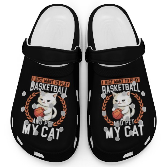 Basketball Cat Basketball Player I Love Basketball Clogs
