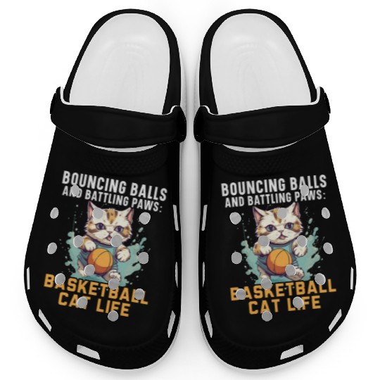 Basketball Cat Basketball Player I Love Basketball Clogs