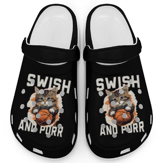 Basketball Cat Basketball Player I Love Basketball Clogs