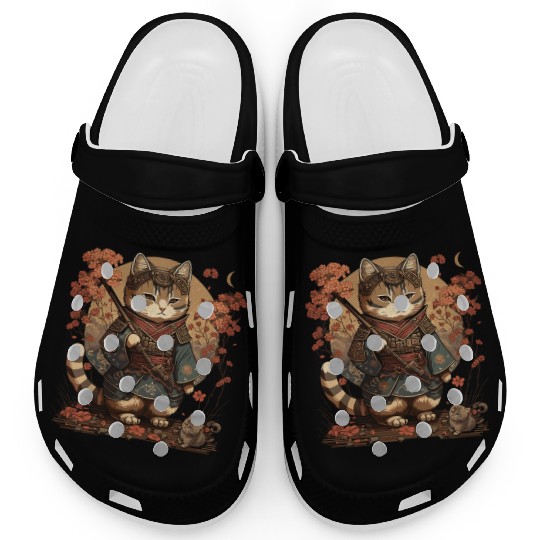 Samurai Cat Warrior Japanese Ninja Cat Kawaii Clogs