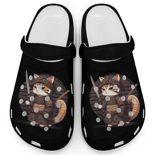 Samurai Cat Warrior Japanese Ninja Cat Kawaii Clogs