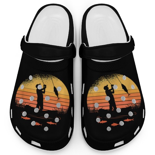 Funny Fishing Design For Men Women Bass Fly Fishin Clogs